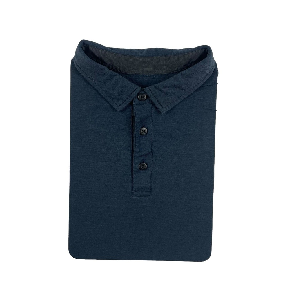Lululemon Men Performance Polo Shirt Dark Navy Blue Short Sleeve Size Small